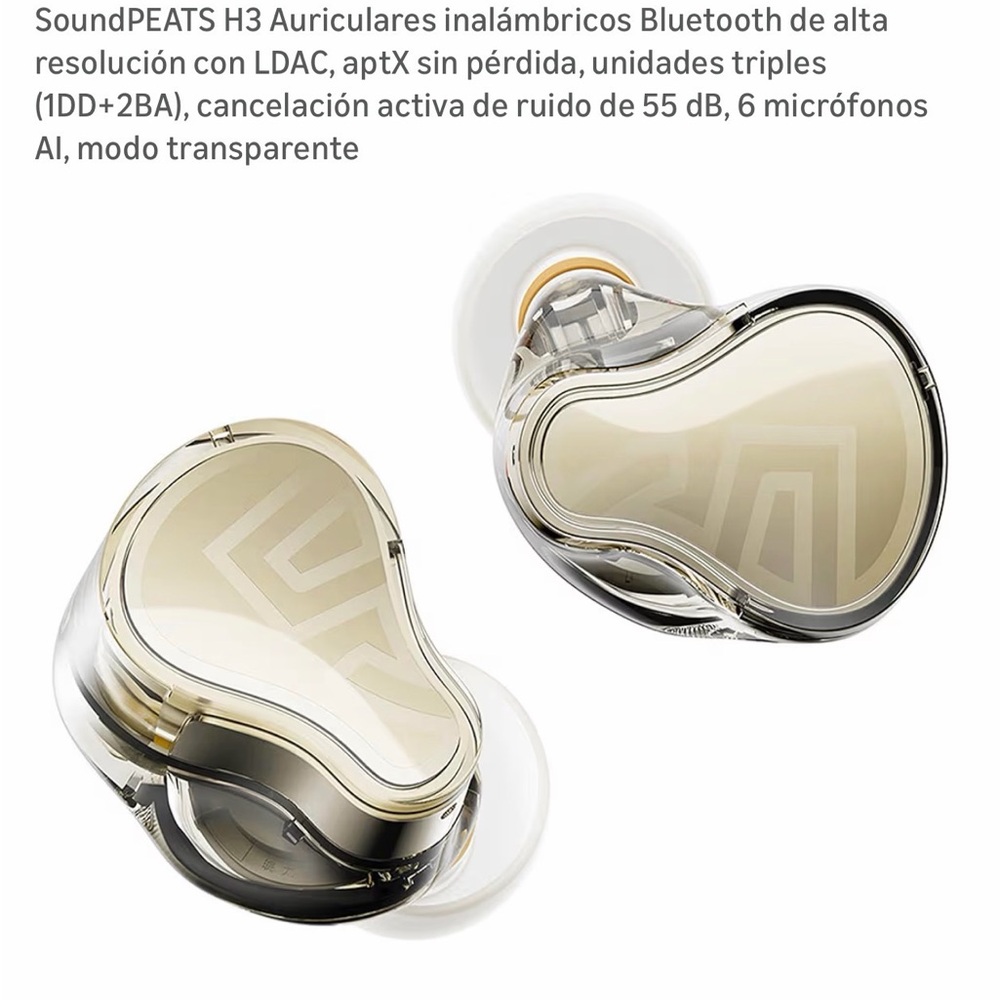 SoundPEATS H3 Wireless Bluetooth Headphones - Gold